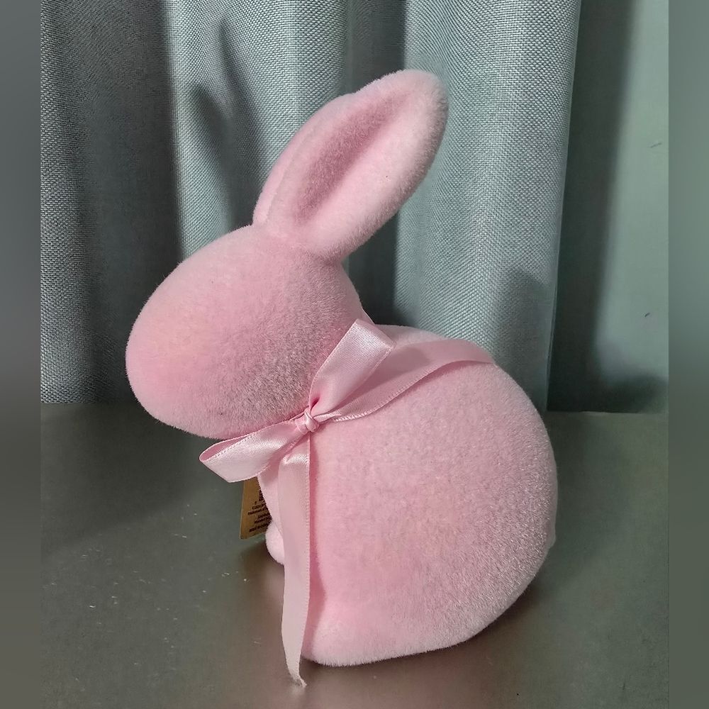 New Easter 2025 Flocked Pink Bunny indoor Decor, 9', home decoration